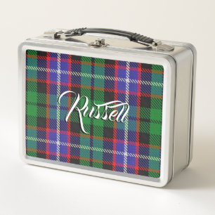 Scottish Eats! Clan Russell Tartan Plaid Metal Lunch Box