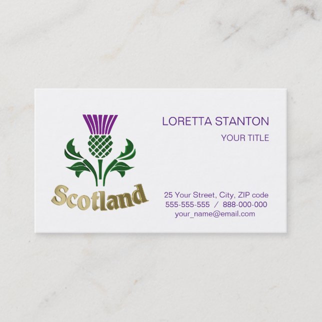 Scottish emblem thistle business card (Front)