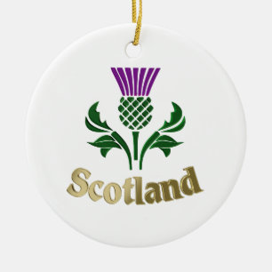 Scottish emblem thistle ceramic tree decoration