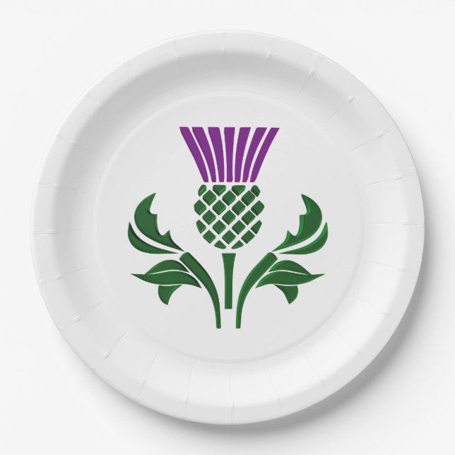 Scottish emblem thistle paper plate (Front)