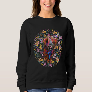 Scottish Farm Animal Farmer Rose Flowers Highland Sweatshirt