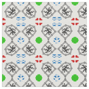 Scottish Flag & Lion Hearts, Scotland fashion WHT Fabric