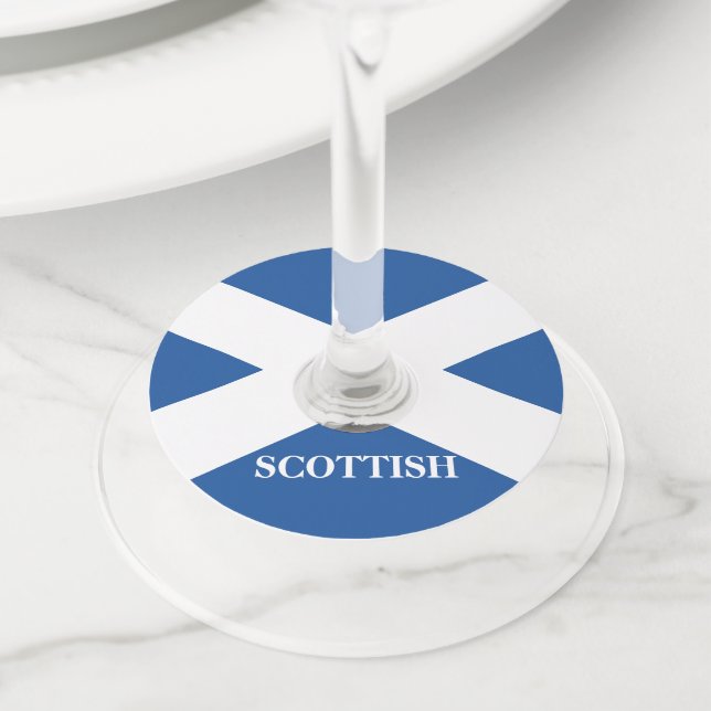 Scottish flag of Scotland personalised Wine Glass Tag (Close Up)