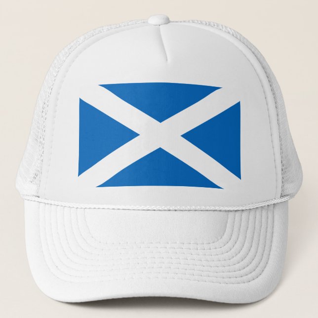 Scottish Flag of Scotland Saint Andrew’s Cross Trucker Hat (Front)
