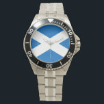 Scottish Flag of Scotland Saint Andrew’s Cross Watch<br><div class="desc">Scottish Flag of Scotland Saint Andrew’s Cross Saltire: The national flag of Scotland. The cross or saltire shape is based on the x-shaped cross on which the Christian apostle and patron saint of Scotland, Saint Adrew, was crucified. The blue cross design is also now a key component on the Union...</div>