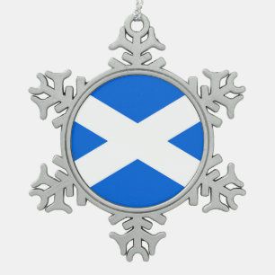 Scottish Flag orncnt Snowflake Pewter Christmas Ornament