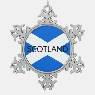 Scottish Flag Scotland orncn Snowflake Pewter Christmas Ornament