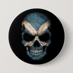 Scottish Flag Skull on Black 7.5 Cm Round Badge