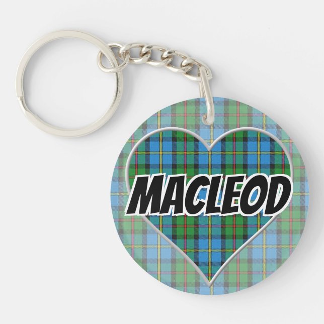 Scottish Flash Clan MacLeod of Harris Tartan Heart Key Ring (Front)