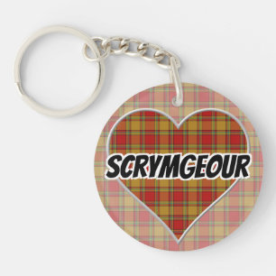 Scottish Flash Clan Scrymgeour Tartan Heart Key Ring