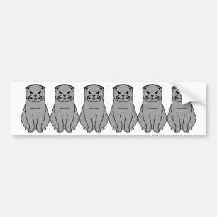 Scottish Fold Cat Cartoon Bumper Sticker