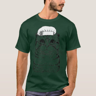 Scottish Fold Cat Cook Chef Funny Cooking  T-Shirt