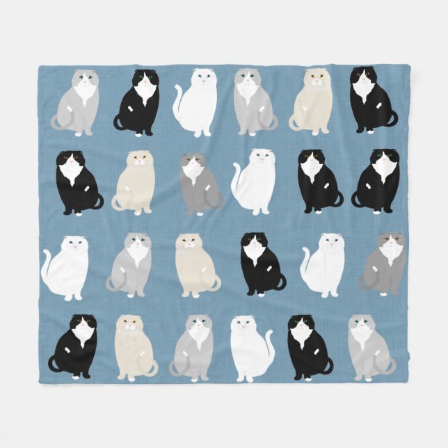 Scottish Fold Cats Fleece Blanket (Front (Horizontal))