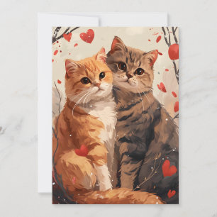 Scottish fold cats Valentine's day Holiday Card