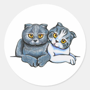 Scottish Fold Pair Classic Round Sticker
