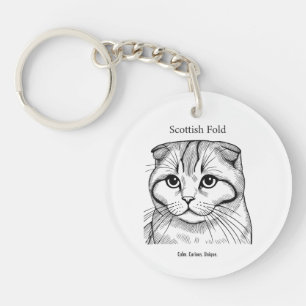 Scottish Fold Portrait Key Ring