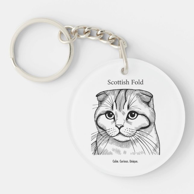 Scottish Fold Portrait Key Ring (Front)