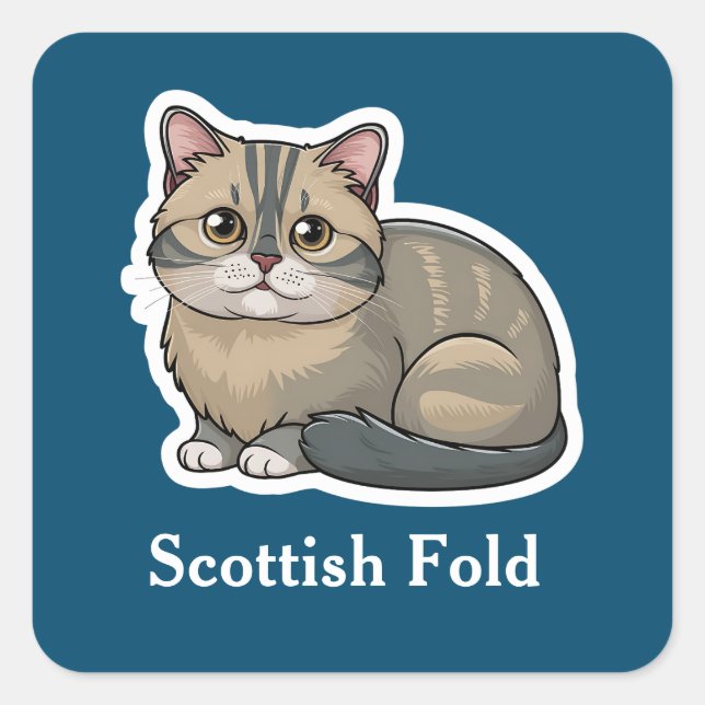 Scottish Fold Square Sticker (Front)