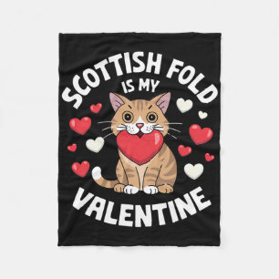 Scottish Fold Valentine Cute Cat Design Heart Kitt Fleece Blanket