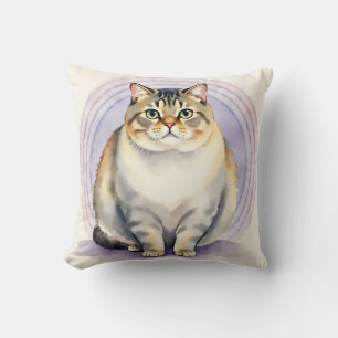 Scottish Fold Watercolor Ripple Circle Art Cushion