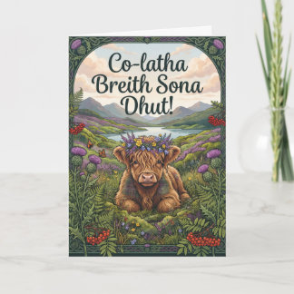 Scottish Gaelic Highland Calf Birthday Card