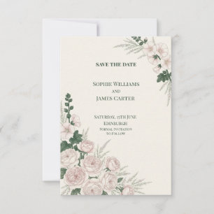 Scottish Garden Heirloom Hollyhock Wedding Save The Date