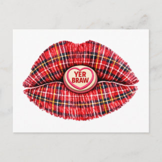 Scottish Gift Tartan Lips Love Pop Art Holiday Postcard