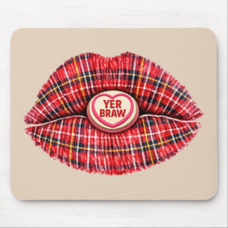 Scottish Gift Tartan Lips Love Pop Art Mouse Pad