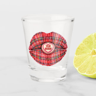 Scottish Gift Tartan Lips Love Pop Art Shot Glass