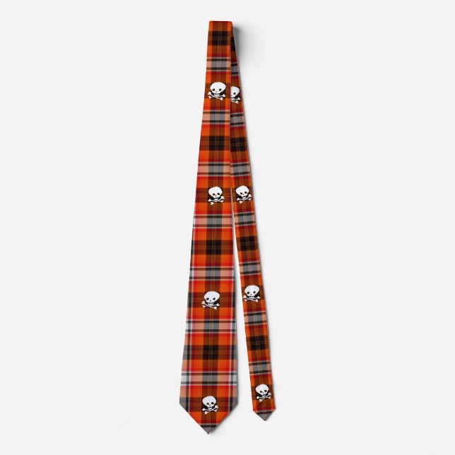 Scottish goth skulls plaid tie (Front)