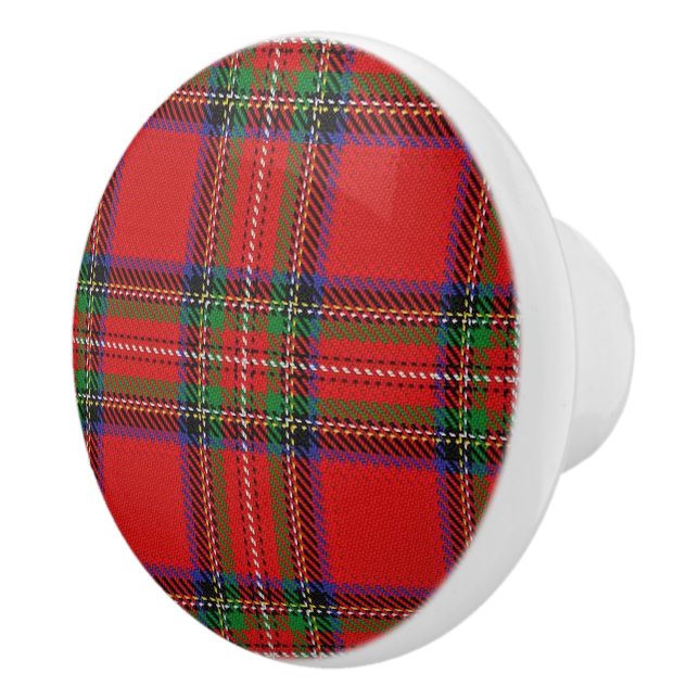 Scottish Grandeur Clan Stewart Tartan Plaid Ceramic Knob (Right)
