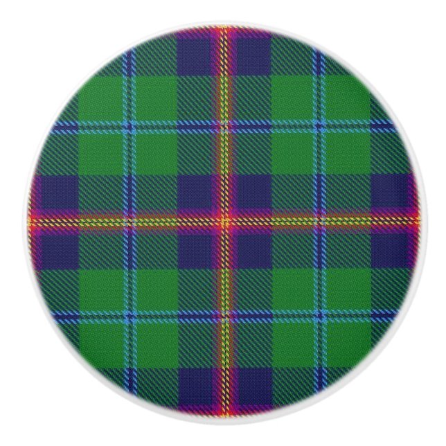 Scottish Grandeur Clan Young Tartan Plaid Ceramic Knob (Front)