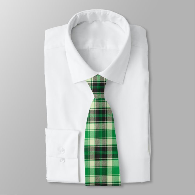 Scottish Green Plaid Necktie  (Tied)