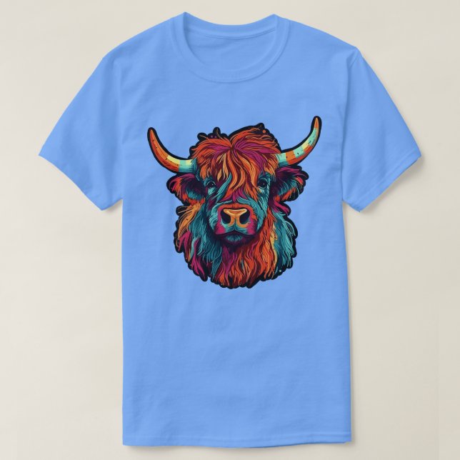 Scottish Hairy Highland Cow T-Shirt (Design Front)