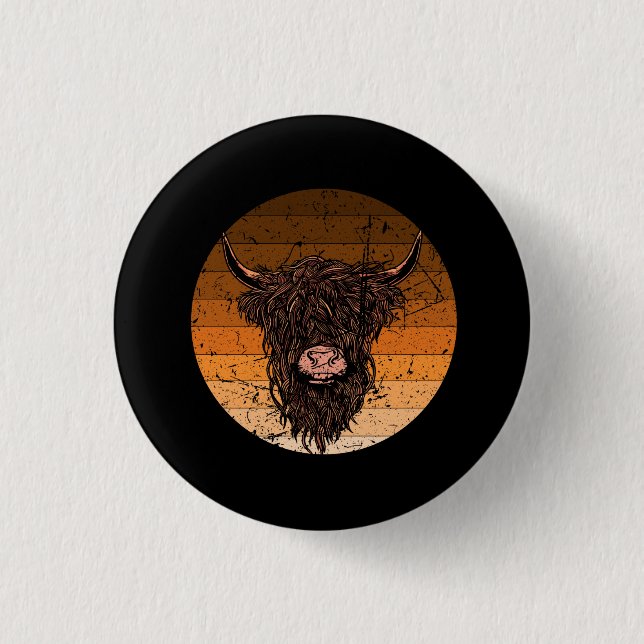 Scottish Highland Cattle 3 Cm Round Badge (Front)