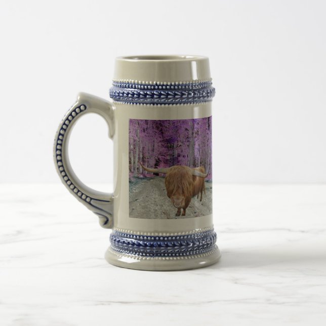Scottish highland cattle beer stein (Left)