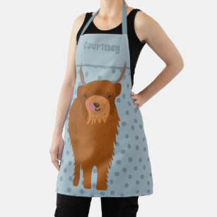 Scottish Highland Cattle Cow Graphic Personalised Apron