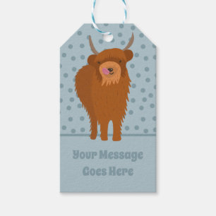 Scottish Highland Cattle Cow Graphic Personalised Gift Tags