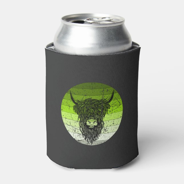 Scottish Highland Cattle Retro Can Cooler (Can Front)