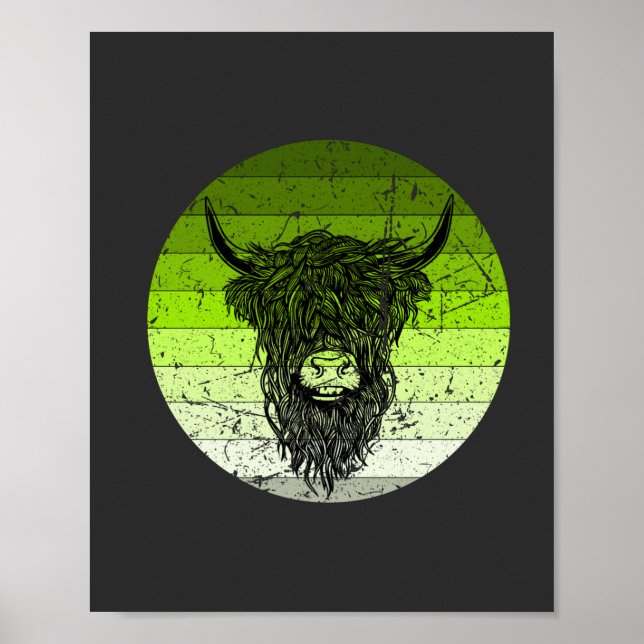 Scottish Highland Cattle Retro Poster (Front)