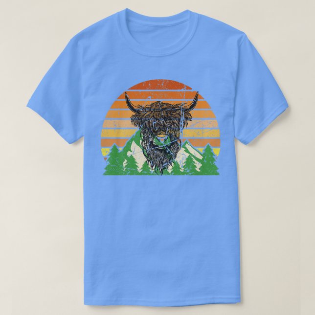 Scottish Highland Cattle Retro T-Shirt (Design Front)