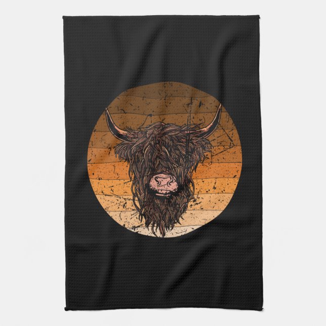 Scottish Highland Cattle Tea Towel (Vertical)
