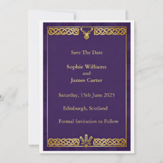 Scottish Highland Claymore Crossed Swords Gray Tar Save The Date