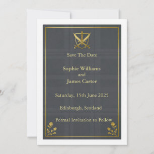 Scottish Highland Claymore Crossed Swords Grey Tar Save The Date