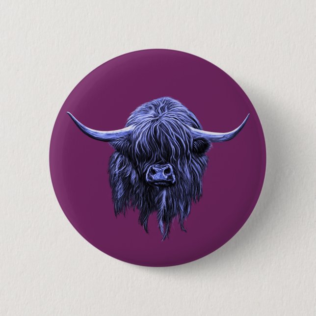 Scottish Highland Cow 6 Cm Round Badge (Front)