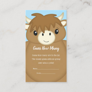 Scottish Highland Cow Baby Shower Blue Enclosure Card