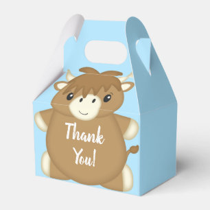 Scottish Highland Cow Baby Shower Blue Favour Box