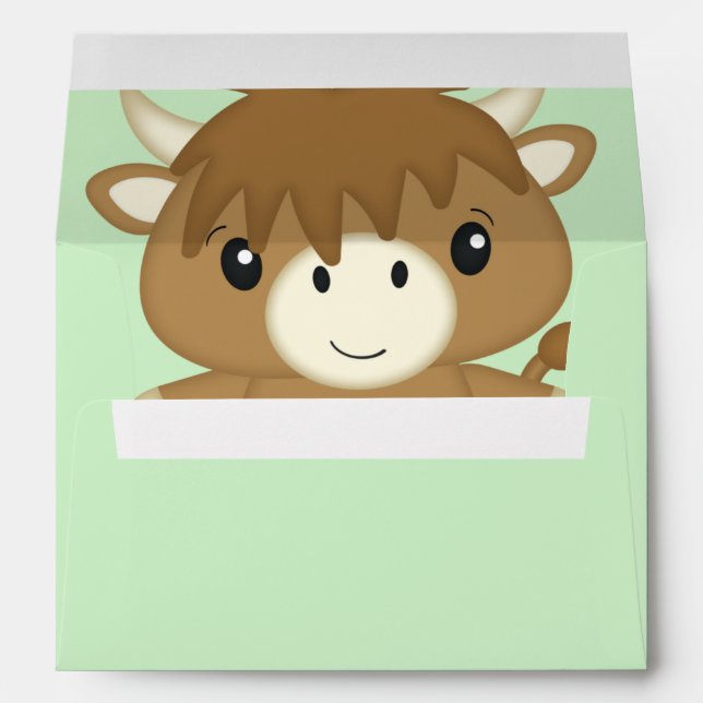Scottish Highland Cow Baby Shower Envelope (Back (Bottom))