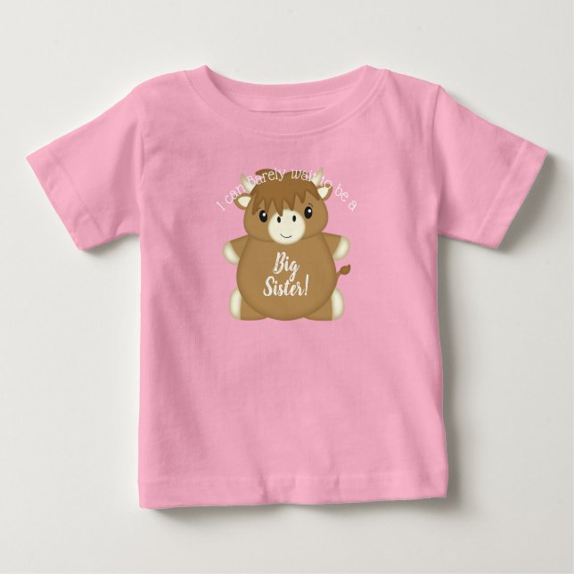 Scottish Highland Cow Baby Shower Pink T-Shirt (Front)