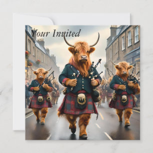 Scottish Highland Cow Bagpipe Parade, Invitation